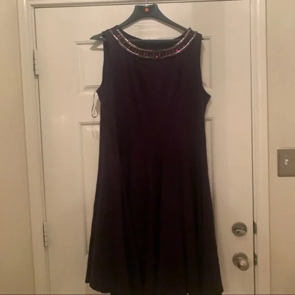 Purple Bejewled Flare Tail Dress - Picture 10 of 16